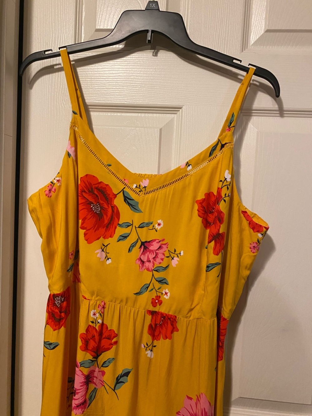 Old Navy Yellow Floral Spaghetti Strap Midi Dress - Picture 2 of 5